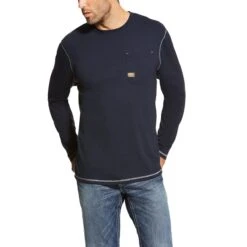 Ariat Rebar Shirt: Men's 10019058 Navy Workman T-Shirt