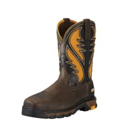 Ariat Boots: Composite Toe 10020072 Men's Brown Pull On Intrepid Venttek Work Boots -Workingperson Deals Shirts Store 10020072 3 4 front