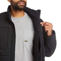 Ariat Rebar Jackets: Men's 10032975 Black Rebar Valiant Ripstop Insulated Jacket -Workingperson Deals Shirts Store 10032975 01