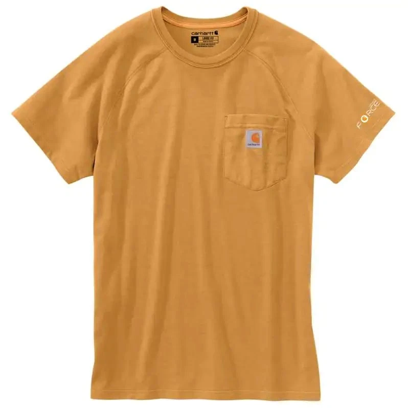 Carhartt Force Shirts: Men's 100410 Y12 Yellowstone Heather Force Cotton Delmont Short-Sleeve T-Shirt 1 Carhartt Force Shirts: Men's 100410 Y12 Yellowstone Heather Force Cotton Delmont Short-Sleeve T-Shirt