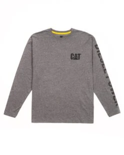 CAT Shirts: Men's 1010042 10123 Dark Heather Grey Diesel Power Long Sleeve Tee Shirt