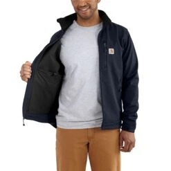Carhartt Jacket: Men's Crowley 102199 412 Navy Water Repellent Jacket -Workingperson Deals Shirts Store 102199412 avi