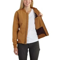 Carhartt Jacket: Women's 102524 211 Carhartt Brown Crawford Bomber Jacket -Workingperson Deals Shirts Store 102524211 avf