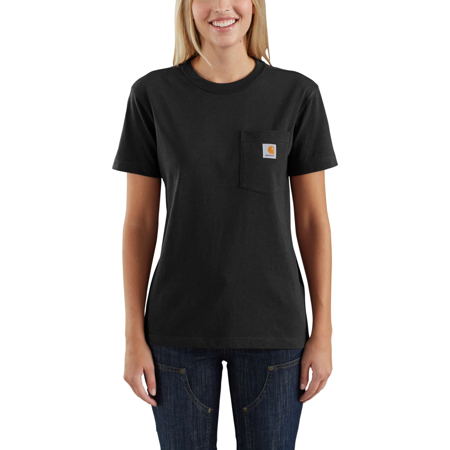Carhartt Women's Shirt: WK87 103067 001 Black Short Sleeve Pocket Loose Fit Tshirt 1 Carhartt Women's Shirt: WK87 103067 001 Black Short Sleeve Pocket Loose Fit Tshirt