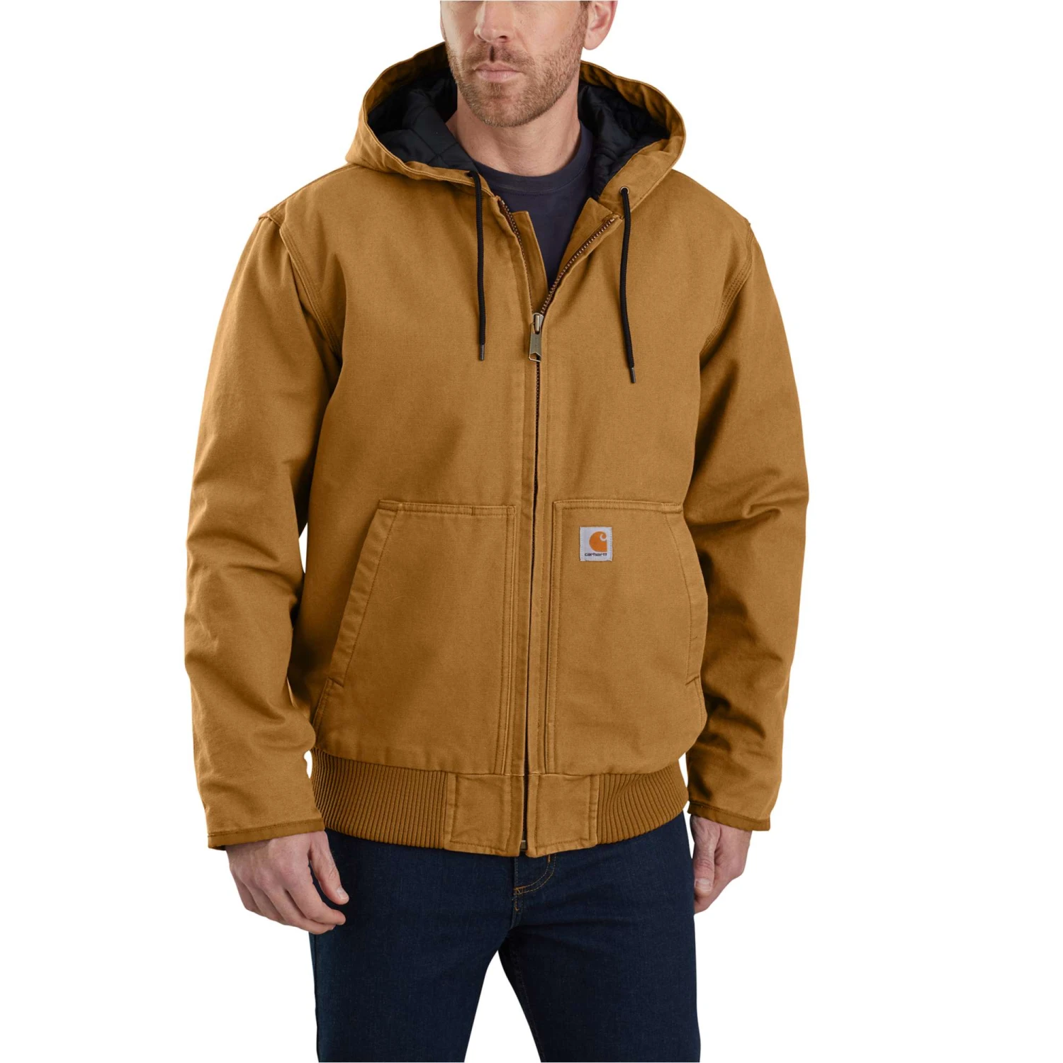 Carhartt Outerwear: Men's 104050 BRN Washed Duck Insulated Loose Fit Active Jacket 1 Carhartt Outerwear: Men's 104050 BRN Washed Duck Insulated Loose Fit Active Jacket