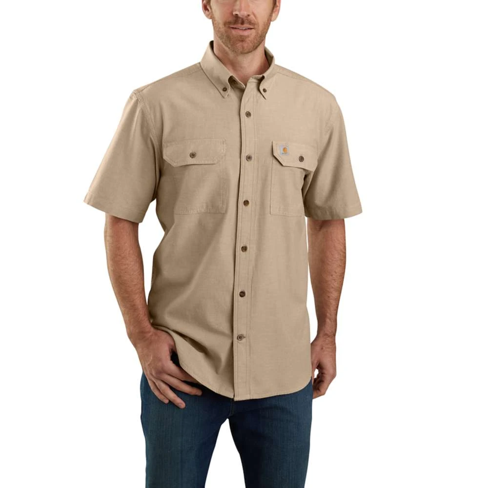 Carhartt Shirt: Men's 104369 256 Dark Tan Chambray Midweight Short Sleeve Button Down Shirt 1 Carhartt Shirt: Men's 104369 256 Dark Tan Chambray Midweight Short Sleeve Button Down Shirt