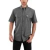 Carhartt Shirt: Men's 104369 BKC Black Chambray Midweight Short Sleeve Button Down Shirt