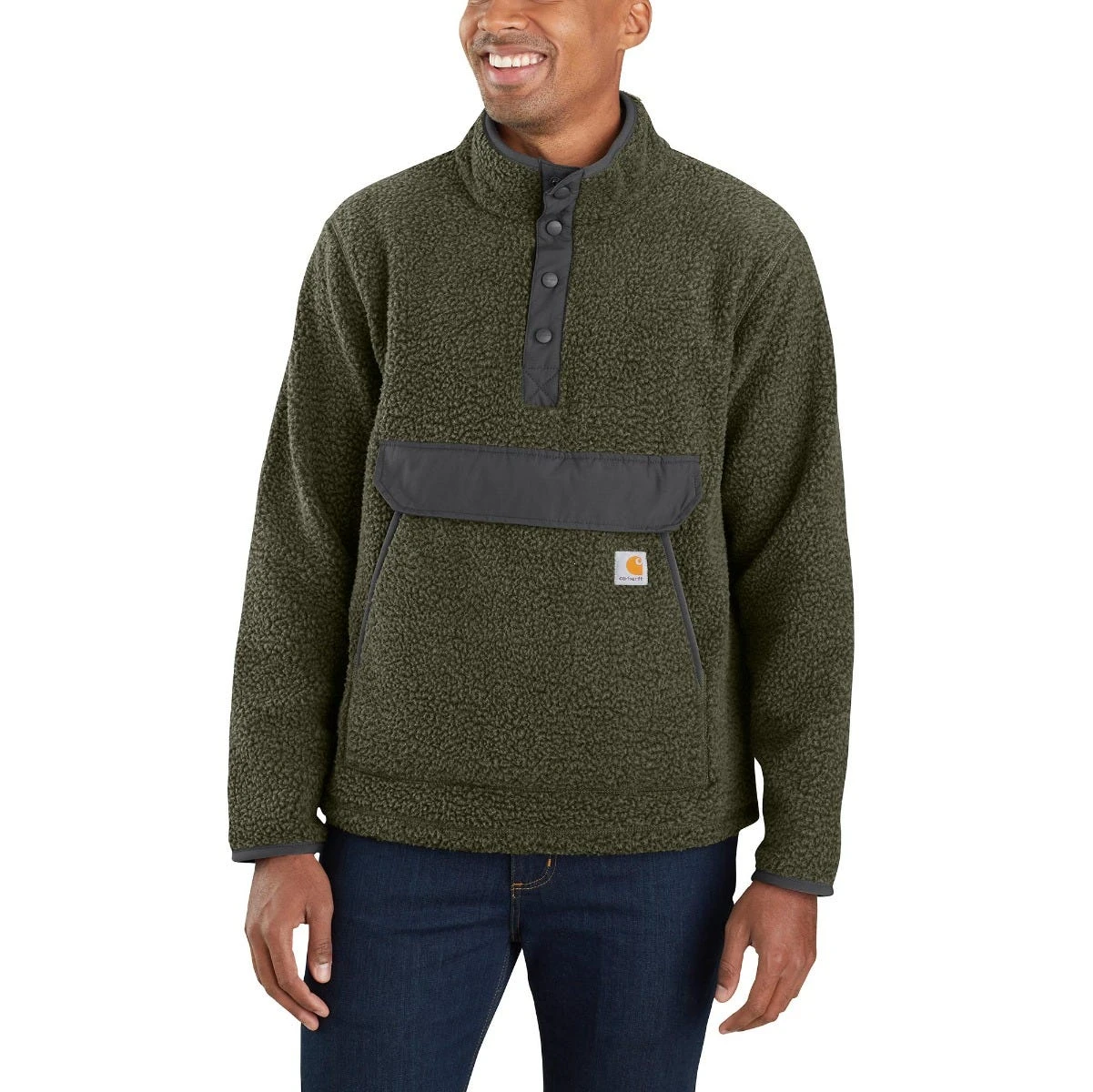 Carhartt Sweatshirts: Men's 104991 G73 Basil Heather Relaxed Fit Fleece Pullover Sweatshirt 1 Carhartt Sweatshirts: Men's 104991 G73 Basil Heather Relaxed Fit Fleece Pullover Sweatshirt