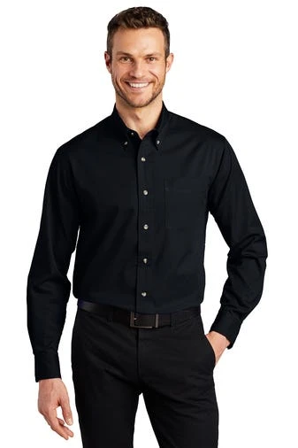 Port Authority Shirts: Men's S600T CNVY Classic Navy Button Down Long Sleeve Twill Shirt 1 Port Authority Shirts: Men's S600T CNVY Classic Navy Button Down Long Sleeve Twill Shirt