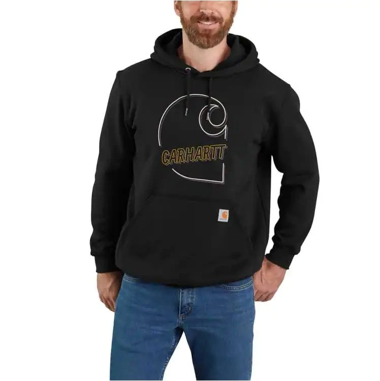 Carhartt Sweatshirts: Men's 105192 BLK Black Loose Fit Midweight Carhartt C Graphic Sweatshirt 1 Carhartt Sweatshirts: Men's 105192 BLK Black Loose Fit Midweight Carhartt C Graphic Sweatshirt