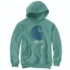 Carhartt Sweatshirts: Men's 105431 L05 Slate Green Heather Defender Loose Fit “C” Logo Graphic Sweatshirt