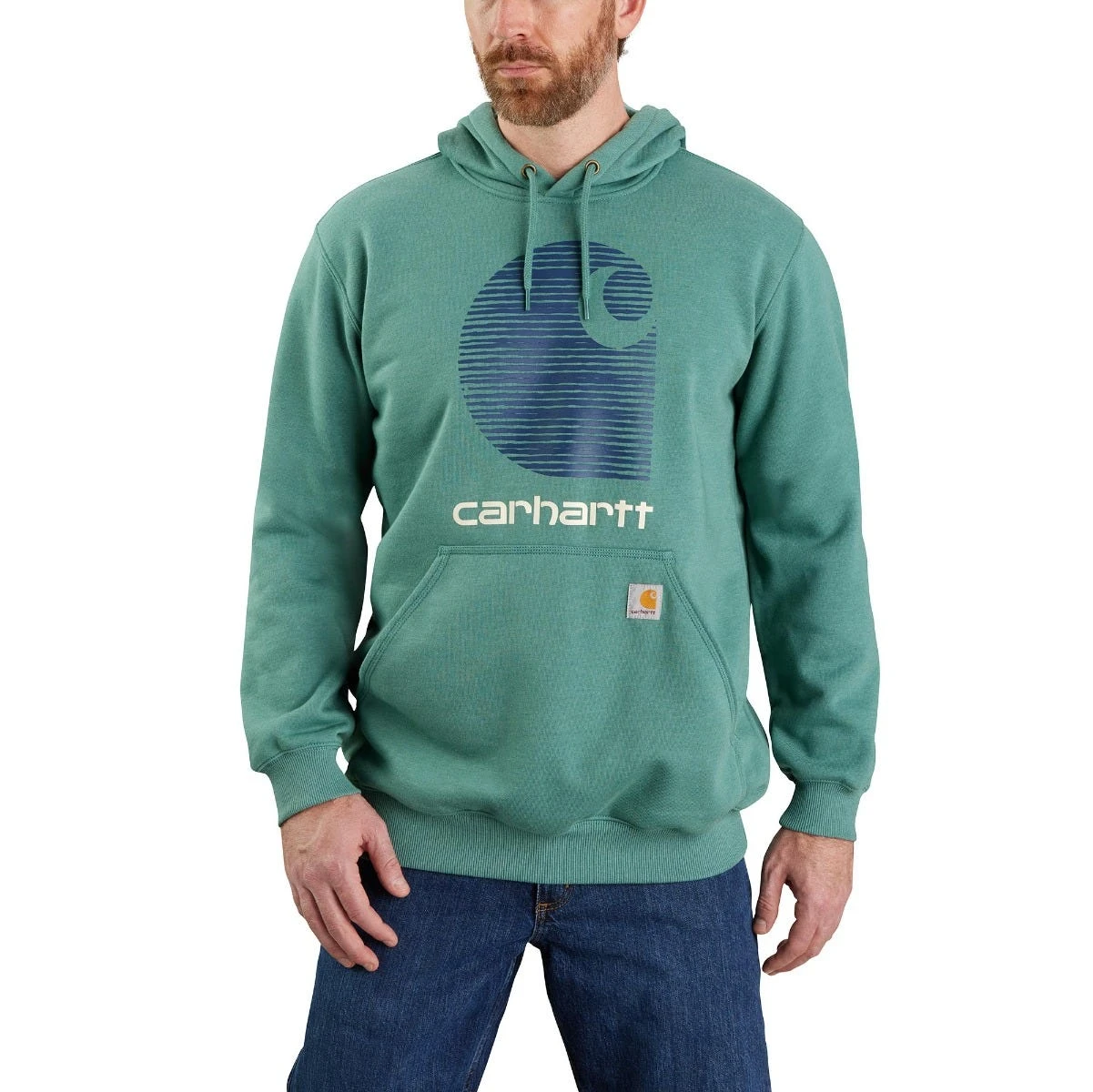 Carhartt Sweatshirts: Men's 105431 L05 Slate Green Heather Defender Loose Fit “C” Logo Graphic Sweatshirt 2 Carhartt Sweatshirts: Men's 105431 L05 Slate Green Heather Defender Loose Fit “C” Logo Graphic Sweatshirt - Image 2