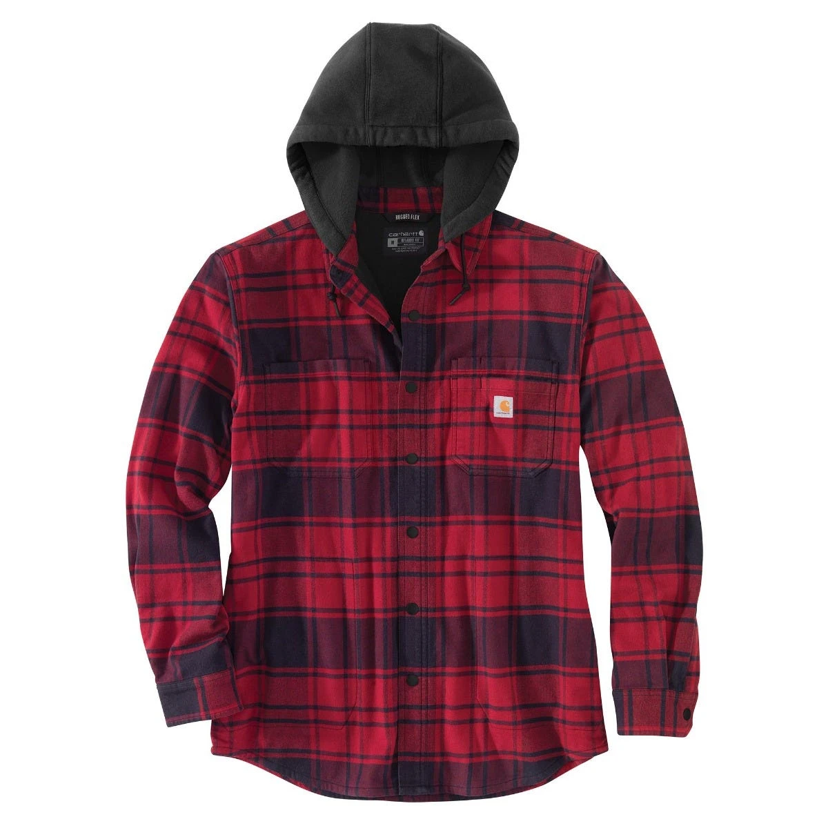 Carhartt Shirts: Men's 105621 R09 Oxblood Rugged Flex Flannel Fleece Lined Hooded Shirt Jacket 1 Carhartt Shirts: Men's 105621 R09 Oxblood Rugged Flex Flannel Fleece Lined Hooded Shirt Jacket