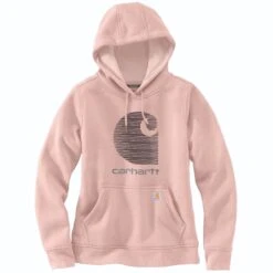 Carhartt Sweatshirts: Women's 105636 P15 Ash Rose Rain Defender Relaxed Fit “C” Logo Graphic Sweatshirt