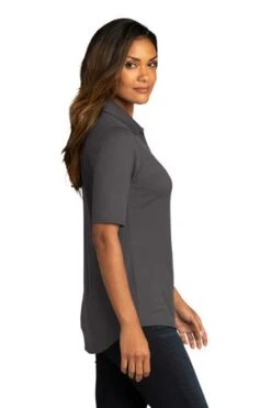 Port Authority Shirts: Women's LK682 GPH Graphite City Stretch Top -Workingperson Deals Shirts Store 10863 graphite 3 lk682graphitemodelside 337w