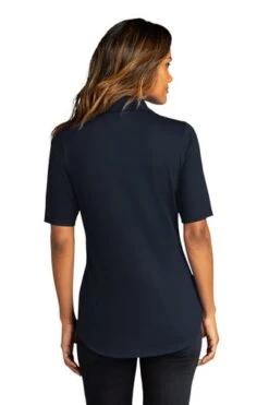Port Authority Shirts: Women's LK682 RBN River Blue Navy City Stretch Top -Workingperson Deals Shirts Store 10863 riverblnv 2 lk682riverblnvmodelback 337w