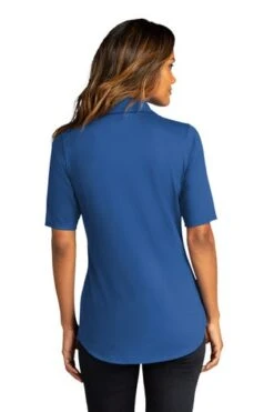 Port Authority Shirts: Women's LK682 TB True Blue Navy City Stretch Top -Workingperson Deals Shirts Store 10863 trueblue 2 lk682truebluemodelback 337w
