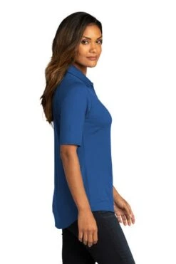 Port Authority Shirts: Women's LK682 TB True Blue Navy City Stretch Top -Workingperson Deals Shirts Store 10863 trueblue 3 lk682truebluemodelside 337w