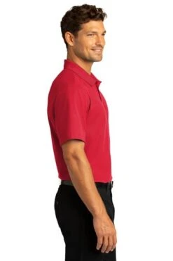 Port Authority Shirts: Men's K810 RRD Rich Red SuperPro React Polo Shirt -Workingperson Deals Shirts Store 10871 richred 3 k810richredmodelside 337w