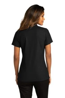 Port Authority Shirts: Women's LK810 DBK Deep Black SuperPro React Polo Shirt -Workingperson Deals Shirts Store 10874 deepblack 2 lk810deepblackmodelback 337w