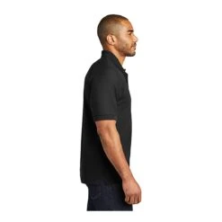 Port Authority Shirts: Men's K500P BLK Black Silk Touch Polo Pocket Shirt -Workingperson Deals Shirts Store 112 black 3 k500pblackmodelside3 337wedit