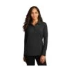 Port Authority Shirts: Women's L500LS BLK Black Silk Touch Long Sleeve Polo Shirt
