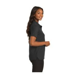 Port Authority Shirts: Women's L500 BLK Black Ladies Silk Touch Polo Shirt -Workingperson Deals Shirts Store 1407 black 3 l500blackmodelside2 337wedit