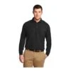 Port Authority Shirts: Men's K500LS BLK Black Long Sleeve Silk Touch Sport Shirt