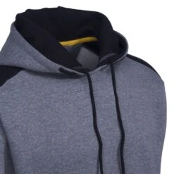 CAT Apparel Sweatshirts: Men's 1910802 004 Grey Logo Panel Hooded Sweatshirt -Workingperson Deals Shirts Store 1910802 004 4