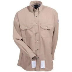 Bulwark Shirts: Men's SMU2 KH Flame-Resistant Khaki Work Shirt