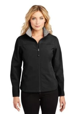 Port Authority Jackets: Women's L790 BLK Black Chrome Glacier Soft Shell Jacket