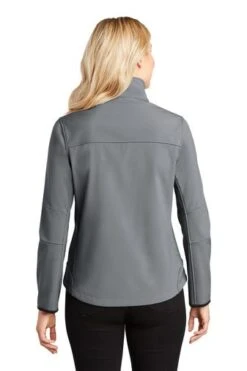 Port Authority Jackets: Women's L790 SMK Smoke Grey Chrome Glacier Soft Shell Jacket -Workingperson Deals Shirts Store 2280 smkgychrm 2 l790smkgychrmmodelback1 337w