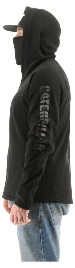 CAT Apparel: Men's 2910489 10121 Pitch Black Viraloff Hooded Sweatshirt -Workingperson Deals Shirts Store 2910489 10121 1