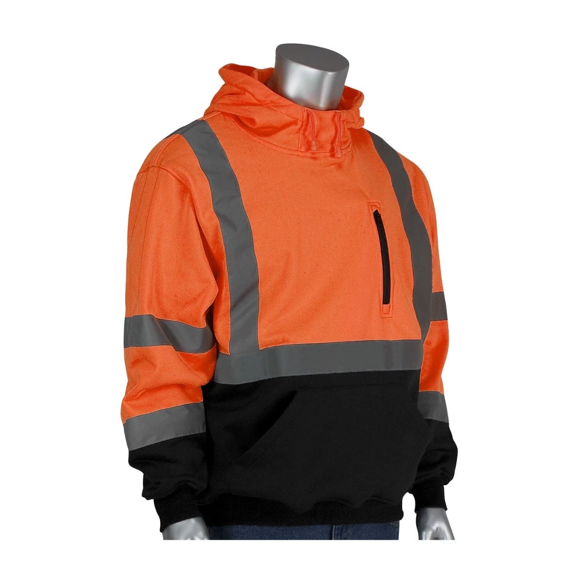 PIP Sweatshirts: Men's 323 1350B OR Hi-Vis Orange ANSI Type R Class 3 Hooded Pullover Sweatshirt 1 PIP Sweatshirts: Men's 323 1350B OR Hi-Vis Orange ANSI Type R Class 3 Hooded Pullover Sweatshirt