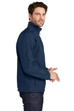 Port Authority Jackets: Men's J705 BLU Insignia Blue Textured Soft Shell Jacket -Workingperson Deals Shirts Store 3504 insblue 3 j705insbluemodelside1 337w