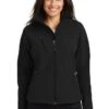 Port Authority Jackets: Women's L705 BLK Black Textured Soft Shell Jacket