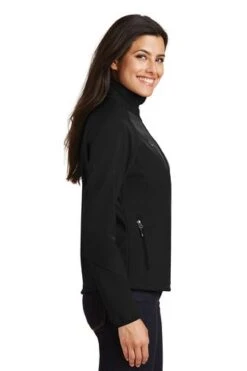 Port Authority Jackets: Women's L705 BLK Black Textured Soft Shell Jacket -Workingperson Deals Shirts Store 3505 black 3 l705blackmodelside 337w