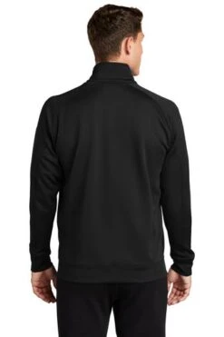 Sport-Tek Sweatshirts: Men's F247 BLK Black Tech Fleece 1/4-Zip Pullover -Workingperson Deals Shirts Store 4718 black 2 f247blackmodelback1 337w