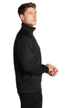 Sport-Tek Sweatshirts: Men's F247 BLK Black Tech Fleece 1/4-Zip Pullover -Workingperson Deals Shirts Store 4718 black 3 f247blackmodelside1 337w