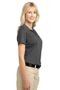 Port Authority Shirts: Women's L527 GS Grey Smoke Tech Pique Polo -Workingperson Deals Shirts Store 4725 greysmoke 3 l527greysmokemodelside 337w