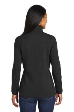 Port Authority Jackets: Women's L222 BLK Black Graphite Pique Fleece Jacket -Workingperson Deals Shirts Store 5086 black 2 l222blackmodelback2 337w