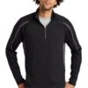 Sport-TeK Sweatshirts: Men's ST851 BCG Black Charcoal Grey Stretch 1/2-Zip Colorblock Pullover