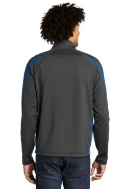 Sport-TeK Sweatshirts: Men's ST851 CGTR Charcoal Grey True Royal Stretch 1/2-Zip Colorblock Pullover 7 Sport-TeK Sweatshirts: Men's ST851 CGTR Charcoal Grey True Royal Stretch 1/2-Zip Colorblock Pullover -Workingperson Deals Shirts Store 5496 chgytrry 2 st851chgytrrymodelback1 337w