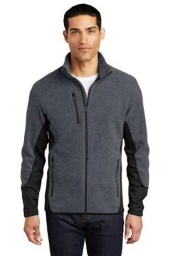 Port Authority Jackets: Men's F227 CHR Charcoal Heather Black R-Tek Pro Fleece Full-Zip Jacket