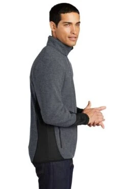 Port Authority Jackets: Men's F227 CHR Charcoal Heather Black R-Tek Pro Fleece Full-Zip Jacket -Workingperson Deals Shirts Store 5518 charhtblk 3 f227charhtblkmodelside1 337w