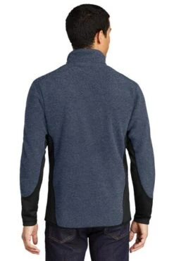 Port Authority Jackets: Men's F227 NVY Navy Heather Black R-Tek Pro Fleece Full-Zip Jacket -Workingperson Deals Shirts Store 5518 navyhtblk 2 f227navyhtblkmodelback1 337w