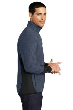 Port Authority Jackets: Men's F227 NVY Navy Heather Black R-Tek Pro Fleece Full-Zip Jacket -Workingperson Deals Shirts Store 5518 navyhtblk 3 f227navyhtblkmodelside1 337w