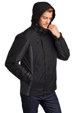 Port Authority Jackets: Men's J321 BBM Black Black Magnet Colorblock 3-in-1 Jacket -Workingperson Deals Shirts Store 5548 bkbkmgnt 5 j321bkbkmgntmodelhood1 337w