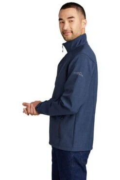 Eddie Bauer Jackets: Men's EB532 BLU Blue Shaded Crosshatch Soft Shell Jacket -Workingperson Deals Shirts Store 5566 blue 3 eb532bluemodelside2 337w