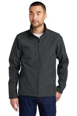 Eddie Bauer Jackets: Men's EB532 GRY Grey Shaded Crosshatch Soft Shell Jacket